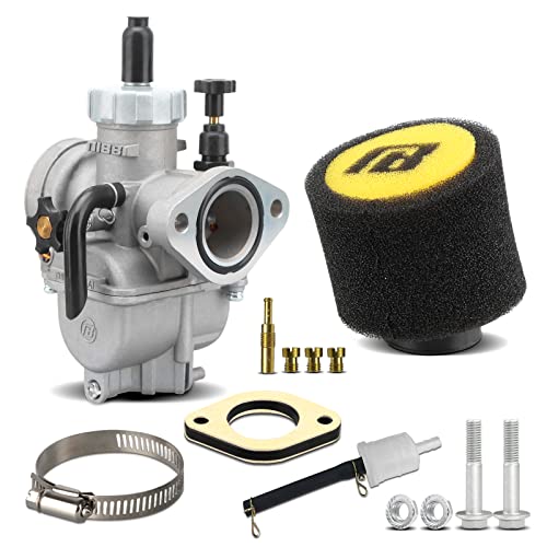 NIBBI Motorcycle Carburetor, PE19mm Flange Carb for 100cc-125cc with Carb Jets, for Dirt Bike Pit Bike ATV Go karts Moped Scooter 2/4 Stroke Engine with 45mm Air Filters
