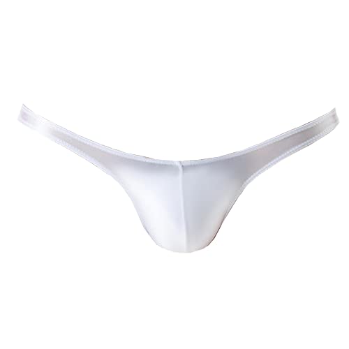 cloudmall Men's Thongs Underwear Low Rise Panties Stretch Sexy Mesh Sheer Bikinis White XL
