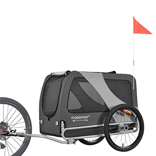 Doggyhut Premium Pet Bike Trailer Bicycle Trailer for Medium or Large Dogs, Dog Bicycle Carrier (Gray, X-Large), (DT801)