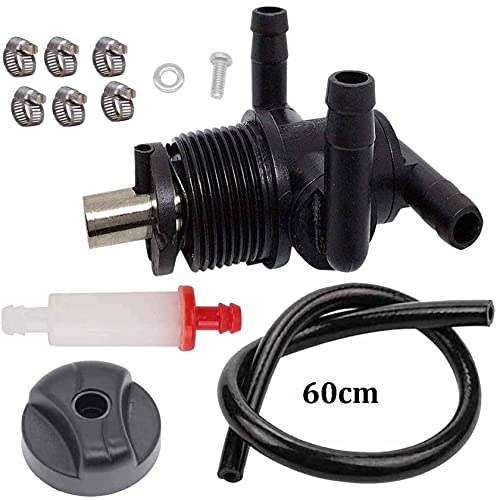 3-Way Petcock Tank Fuel Shut-off Valve Switch 7052161 Replacement for Polaris ATV Sportsman 335 325 330 400 500 600 700, with Plastic Knob,Fuel line,2530009 Fuel Filter