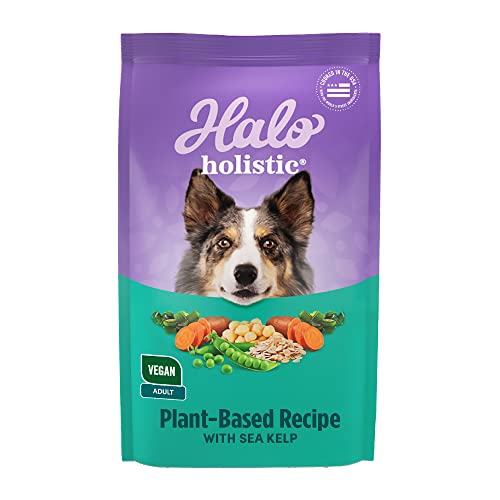 Halo Holistic Plant-Based Recipe with Kelp, Complete Digestive Health,Vegan Dry Dog Food Bag, Adult Formula, 3.5-lb Bag