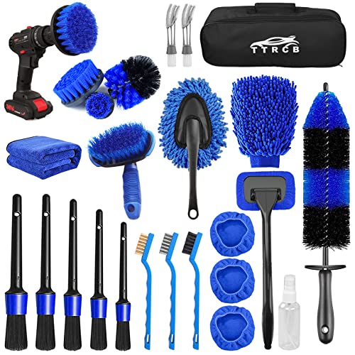 26Pcs Car Detailing Brush Set, Car Detailing Kit, Car Detailing Brushes, Car Cleaning Kit, Car Windshield Cleaning Tool, Professional Car Care kit - Car Wash Brush kit for Interior Exterior Wheels