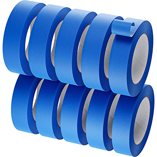 Tape Titan Premium Blue Painters Tape,10 Bulk Pack Scotch Masking Tape 1 inch x Total 550 yards | Pro Packing Tape for Art,Office&Wall Painting Supplies | Removable Tape with Adhesion on Multi-Surface