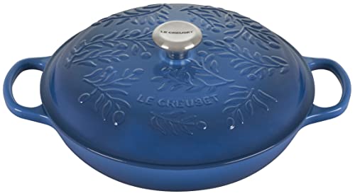 Le Creuset Olive Branch Collection Enameled Cast Iron Signature Braiser, 3.5 qt., Marseille with Embossed Lid