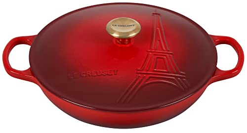 Le Creuset Eiffel Tower Collection Enameled Cast Iron Signature Braiser with Lid, 3.5 qt, Cerise