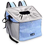 Pecute Dog Basket for Bike, Multifunctional Dog Bike Basket with Breathable Mesh, Large Side Pockets, Comfy Cushion, Dog Bike Carrier for Small Dogs Puppies Cats Pets, Hold Up to 13lbs