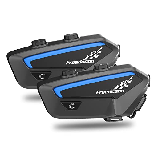 FreedConn Motorcycle Bluetooth Headset FX 2-10 Riders 1500m Intercom Motorcycle Communication System Bluetooth Intercom Universal Pairing IP67 Waterproof/Stereo Music/Handsfree/GPS/Black/2 Pack