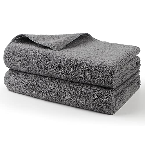 HOMEXCEL Professional Large Microfiber Car Drying Towels 2 Pack, Lint Free, Scratch Free, Highly Absorbent Drying Towel for Cars, SUVs, RVs, Trucks, and Boats,31" x 24",Grey