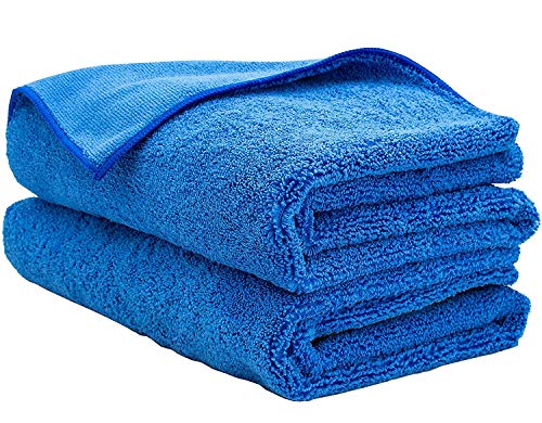 AIDEA Professional Microfiber Drying Towel-2PK, Premium Microfiber Towels, Scratch-free, Strong Water Absorption Drying Towel for Cars, SUVs, RVs, Trucks, and Boats Gifts(24 in. x 31 in.)-Blue