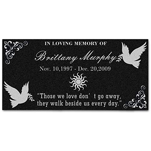 Personalized Memorial Granite Stone,Headstones for Graves,Garden Memorial Stones,Memorial plaques for Outdoors,Cemetery headstones,Grave Marker,Memorial Stones for Loved Ones (Dove)