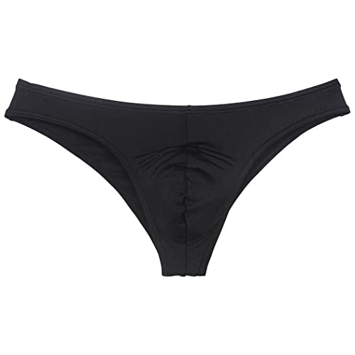 JAXFSTK Sexy Men's Bikini Brief Elastic Ruched Back Underwear Cheeky Swim Briefs Black M