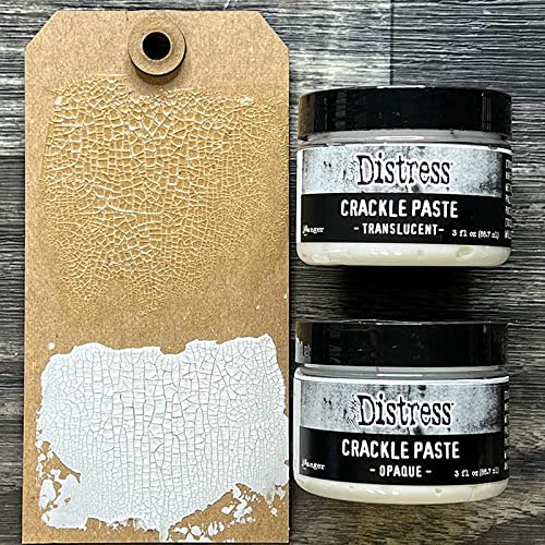 Ranger Ink Bundle Set- Tim Holtz Distress Crackle Paste Translucent and Opaque, 3oz Each TDA79651 and TDA71303 and