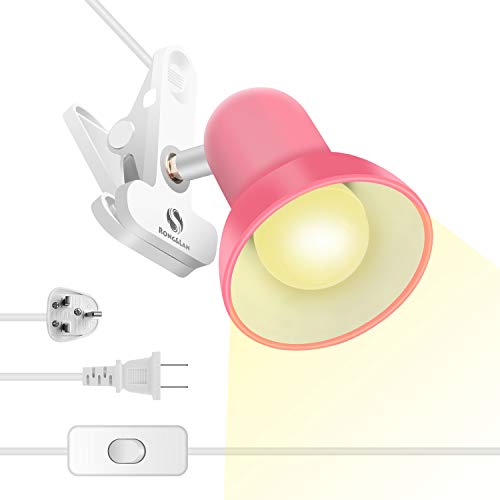 Sun-Rising Cilp on Light,360 Rotation Clip on Lamp Portable Book Reading Light,Clamp on Desk/Table/Bunk Bed/Cupboard HomeClamp Light Lighting, (Clamp Light Seven Colors for Your Choice) Pink