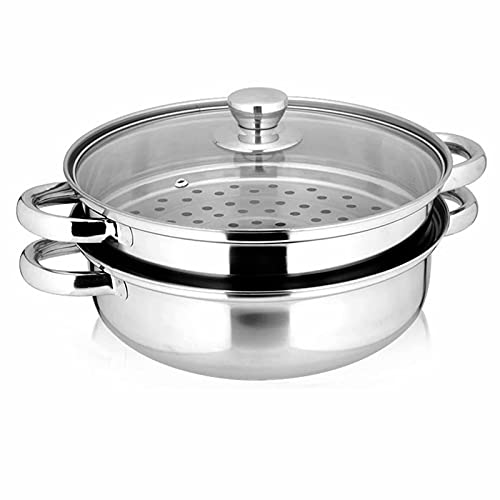Yamde 2 Piece Stainless Steel Stack and Steam Pot Set - and Lid,Steamer Saucepot double boiler
