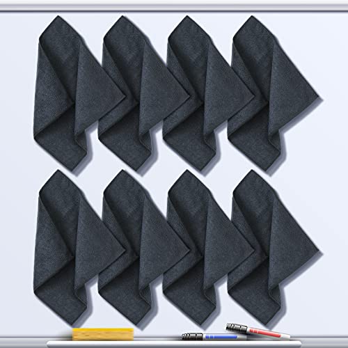 8 Pcs Magnetic Cleaning Cloth Dry Erasers for White Boards Compatible with Most Whiteboards Dry Erase Eraser Reusable Microfiber Cloth Eraser for Classroom, 12 x 12 Inch (Dark Gray)