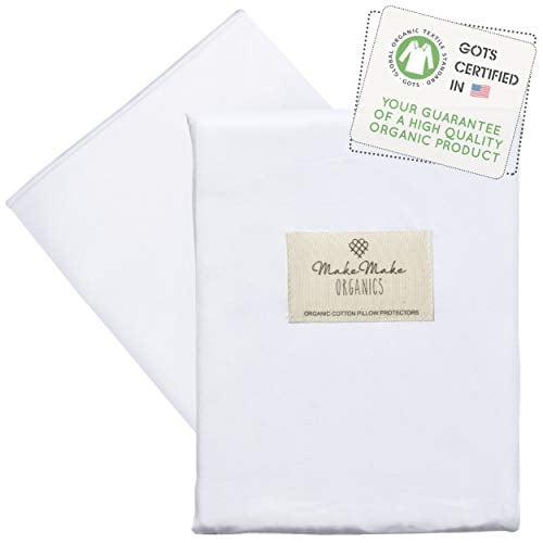 MakeMake Organics Organic Pillow Protector (Set of 2) GOTS Certified Organic Cotton Pillow Protectors Natural Breathable Barrier Standard Pillow (21x26, Bright White)