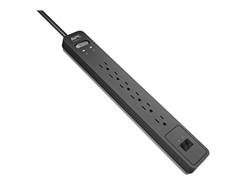 APC 6-Outlet Surge Protector Power Strip with Telephone Protection, 1080 Joules, SurgeArrest Essential (PE6T) , Black