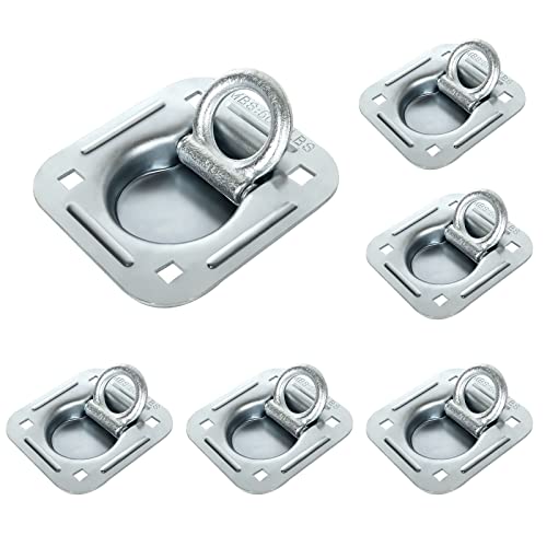 MIVIDE 6Pack Recessed D-Ring Tie Down Anchors for Trailer, Trailer Tie Down Anchors Heavy Duty Kit for Trailer or Deliveries, 5000 lb. Capacity Square Holes and 4 Mountings Points