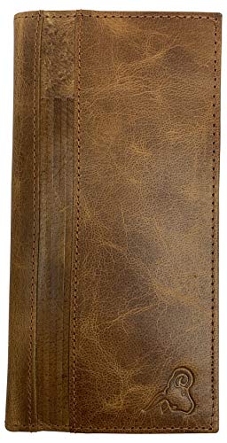 Genuine Leather Checkbook Cover For Men & Women Checkbook Holder Wallet RFID Blocking USA Series (Tan)