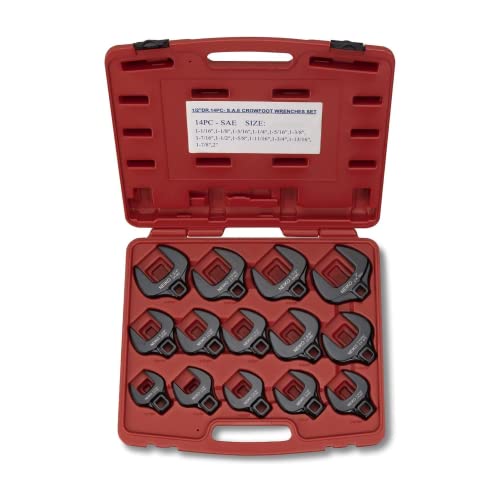 Neiko 03325A  Drive Jumbo Crowfoot Wrench Set | 14 Piece | SAE | 1-1/16 to 2 | Cr-Mo Steel