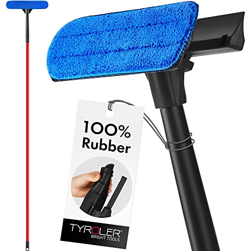 Tyroler 2-in-1 High Window Cleaner Squeegee with 12"-80" 5 Part Stainlessteel Handle | Made of 100% Natural Rubber for Superior Durability and Protection