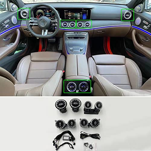 W213 Interior Ambient Light 64 Color for 2017 2018 19 2020 2021 2022 Mercedes Benz e300 e350 e400 e450 e53 e63 E-Class Air Vent Lights Accessories Trim, 8pcs Turbo a/c Vents Upgrade, NOT for 2 Door