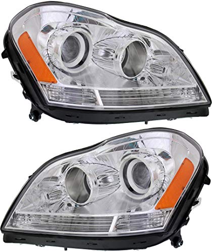 Evan-Fischer Headlight Set Compatible with 2008-2012 Mercedes Benz GL550 2007-2012 GL450 Left Driver and Right Passenger Side Halogen With bulb(s)