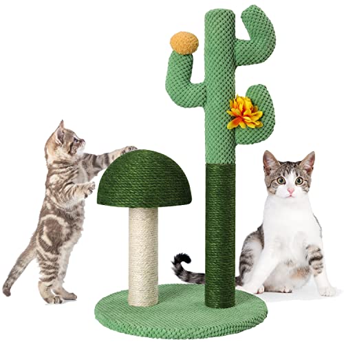 Cat Scratching Post, Mushroom Cactus Claw Scratching Post for Kitty, Natural Sisal Cat Scratchers Pole, Kittens & Cat Interactive Toys Great Gift for Pet