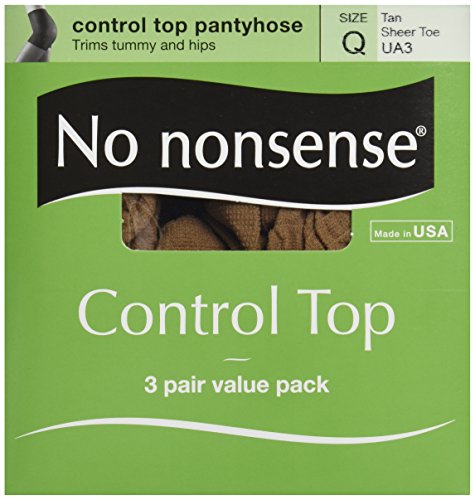No nonsense Women's Plus-size Control Top Pantyhose 3-pack Sockshosiery, -Tan, Plus