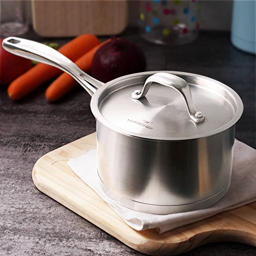 HOMICHEF Matte Polished NICKEL FREE Stainless Steel 1.75 QT(Quart) Sauce Pan/Sauce Pot with Lid - Cookware Pots And Pans Sets 30111