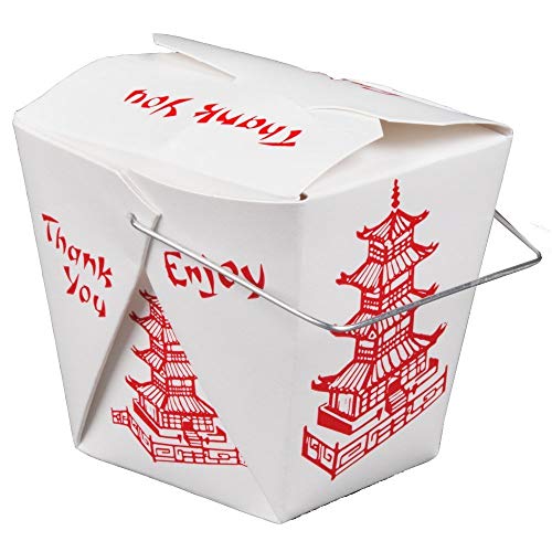 Pack of 100 Chinese Take Out Boxes Pagoda, 8 oz./Pint Size, Party Favor and Food Pail