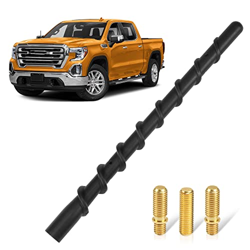 KSaAuto 7" Spiral Short Car Truck Antenna for GM Chevy Silverado 1500 2500 3500 HD Traverse Equinox GMC Sierra 1500 2500 3500 Denali Heavy Duty Acadia Terrain Car Accessories (M7 Thread with 3 Screws)