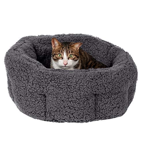 Furhaven 20" Round Small Dog Bed Hi Lo Self-Warming Snuggle Terry Cuddler, Washable - Charcoal Gray, Small