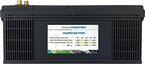 Kcvolro 36V 100AH LiFePO4 Battery Deep Cycle Lithium iron phosphate Battery Built in BMS, 5000+ Cycles, Perfect for RV/Camper, Marine, Solar, and Off Grid Applications.with Low Temp Protection