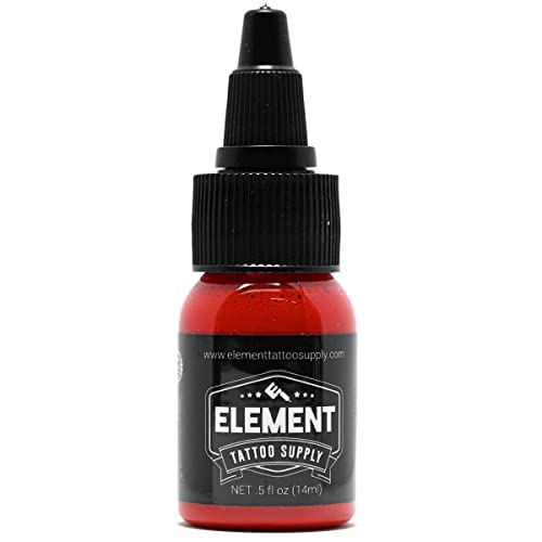 Element Tattoo Supply - Red Tattoo Ink - 1/2 Bottle for Color Tattooing and Shading - Permanent - Bright - Bold - Solid - Easy to use - Professional Artist