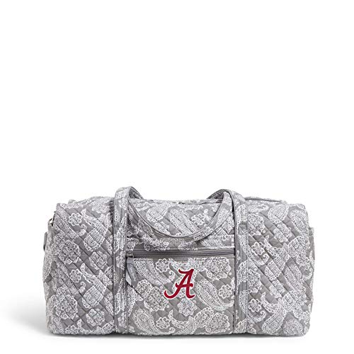 Vera Bradley Women's Cotton Collegiate Large Travel Duffle Bag (Multiple Teams Available), The University of Alabama Gray/White Bandana, One Size