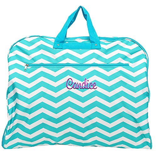 Personalized Aqua Chevron Garment Bags for Dress, Clothing, Suits, Travel or Storage 38