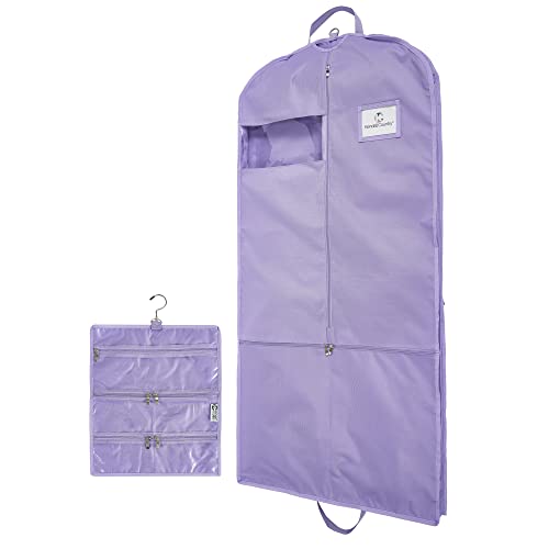 Premium Waterproof Hanging Garment Bag - 52 inch Clothes Bag with Gusset, 4 Pockets, Accessory Pouch & Side Zip for Dance Costumes, Skating, Theatre, Beauty Pageants, Cheer & More.