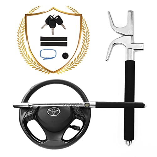 OPSOOPI Steering Wheel Lock, Anti Theft Car Device, Car Club Universal Car Lock with Car Safety Hammer, Car Security Products (Black)