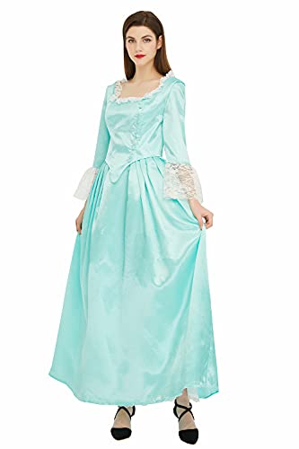 Cos-Animefly Hamilton Elizabeth Schuyler Costume Dress Colonial Lady Corset-Style Ball Gown Victorian Medieval Dress Light Green