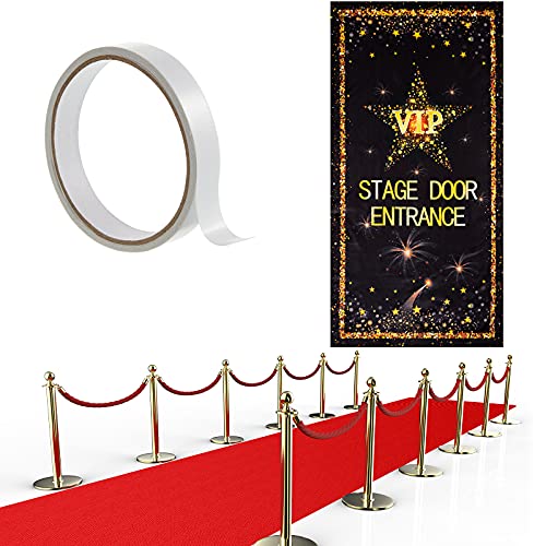 Red Carpet Runner for Halloween Party Red Party Runner 2.6 x 15 ft and VIP Stage Door Entrance Door Cover Birthday Party Accessory 55gsm Thickness with Carpet Tape for Christmas Decoration Supplies