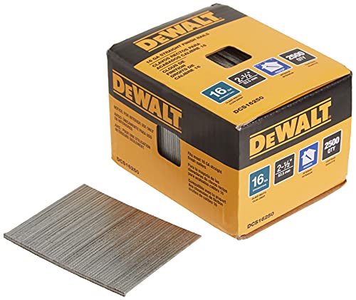 DEWALT Finish Nails, 2-1/2-Inch, 16GA, 2500 Count (Pack of 1)(DCS16250)