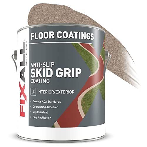 FIXALL Skid Grip Anti-Slip Coating, 1 Gallon, Camel, Exceeds ADA Standards, Ideal for Safety Areas, Slip-Resistant Pavement, Cement & Concrete Paint