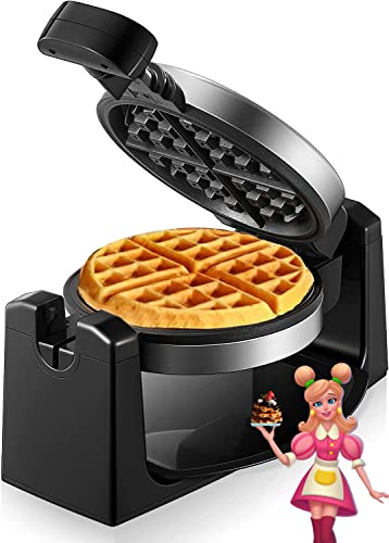 Waffle Maker, Belgian Waffle Maker 180 Flip Waffle Iron with Nonstick Plates, Classic 1" Thick Waffles, Included Recipe, Removable Drip Tray, Browning Control, 1100W, Stainless Steel