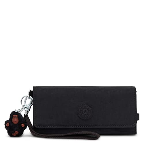 Kipling womens Women's Rubi Wallet, Compact, Snap Closure, Removable Strap, Nylon Wallet, Black Tonal, 7.5 L x 3.75 H 1.5 D US