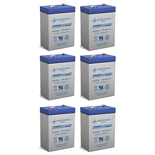 Power Sonic 6VOLT 4.5AMP Hour Rechargeable Feeder Lantern Sealed 4.5AH Battery - 6 Pack