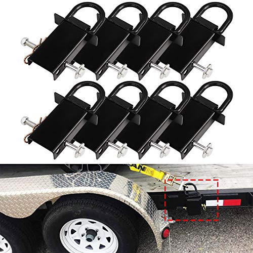 ELITEWILL 8Pcs Heavy Duty Removable D-Ring Stake Pocket Tie Down for Utility Trailers and Flatbeds with Hitch Pin (8)