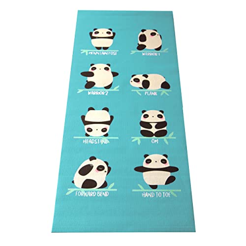 Bean Products Kids Size Sticky Yoga Mat | 3mm Thick () x 60 L x 24 W | Non-Toxic, SGS Certified | Non-Skid & Non-Slip Eco-Friendly Exercise or Playtime Mat | Fun Colors & Designs | Wave Panda