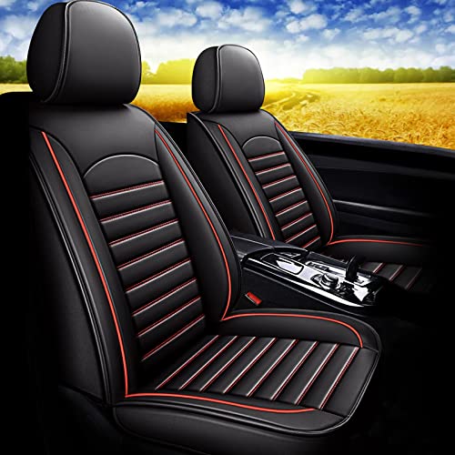 IKABEVEM Car Seat Covers Fit for Acura TL 2004-2014 Black Faux Leather Full Set of Seat Cover Airbag Compatible 5 Seats Waterproof Seat Cushion Automotive Interior Accessories(Red Line)