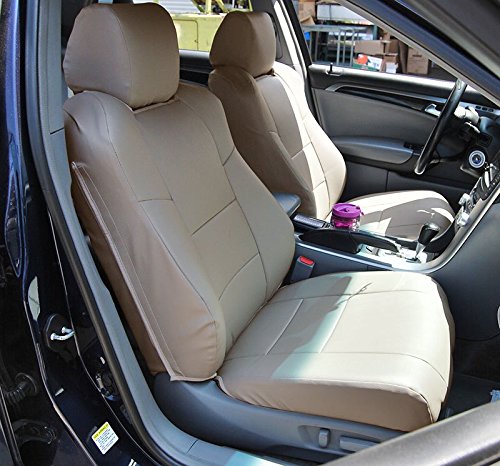 Iggee Beige Artificial Leather Custom Made Original fit 2 Front seat Covers for Acura TL (Not Type-S) 2004-2008